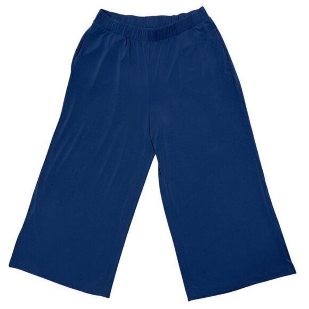 Banana Republic Factory Wide Leg Crop Pants Sz Medium Navy Pull-On Stretch Beach